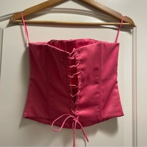 Adjustable corset top in hot pink